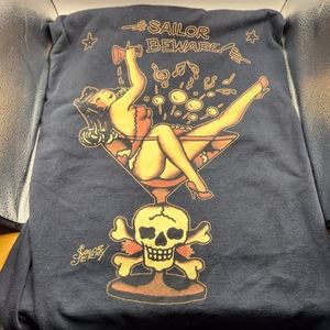 Sailor Jerry black XL shirt with "sailor beware" design printed on back